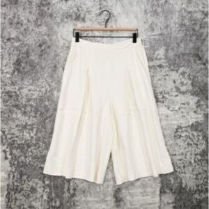 Rebecca Taylor Ivory White Reverse Pleat Crepe Wide Leg Culottes 8